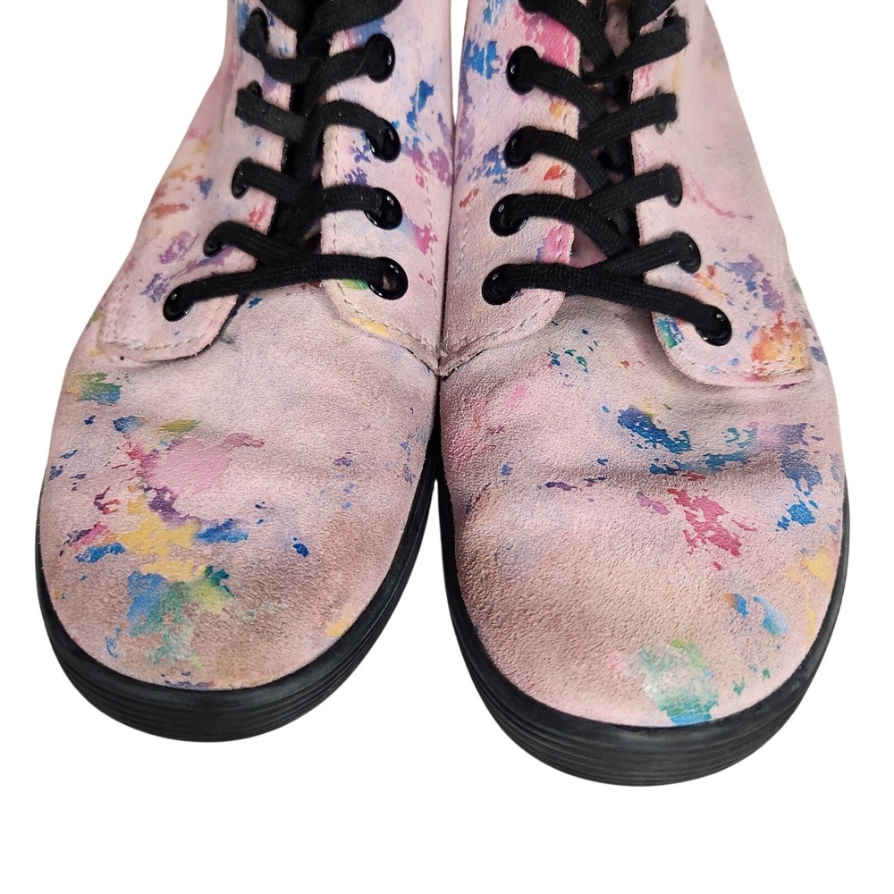 DOC DR. MARTENS Combat style Boots Womens 6 Sheridan Pink Rainbow Splatter Girls - Picture 7 of 12